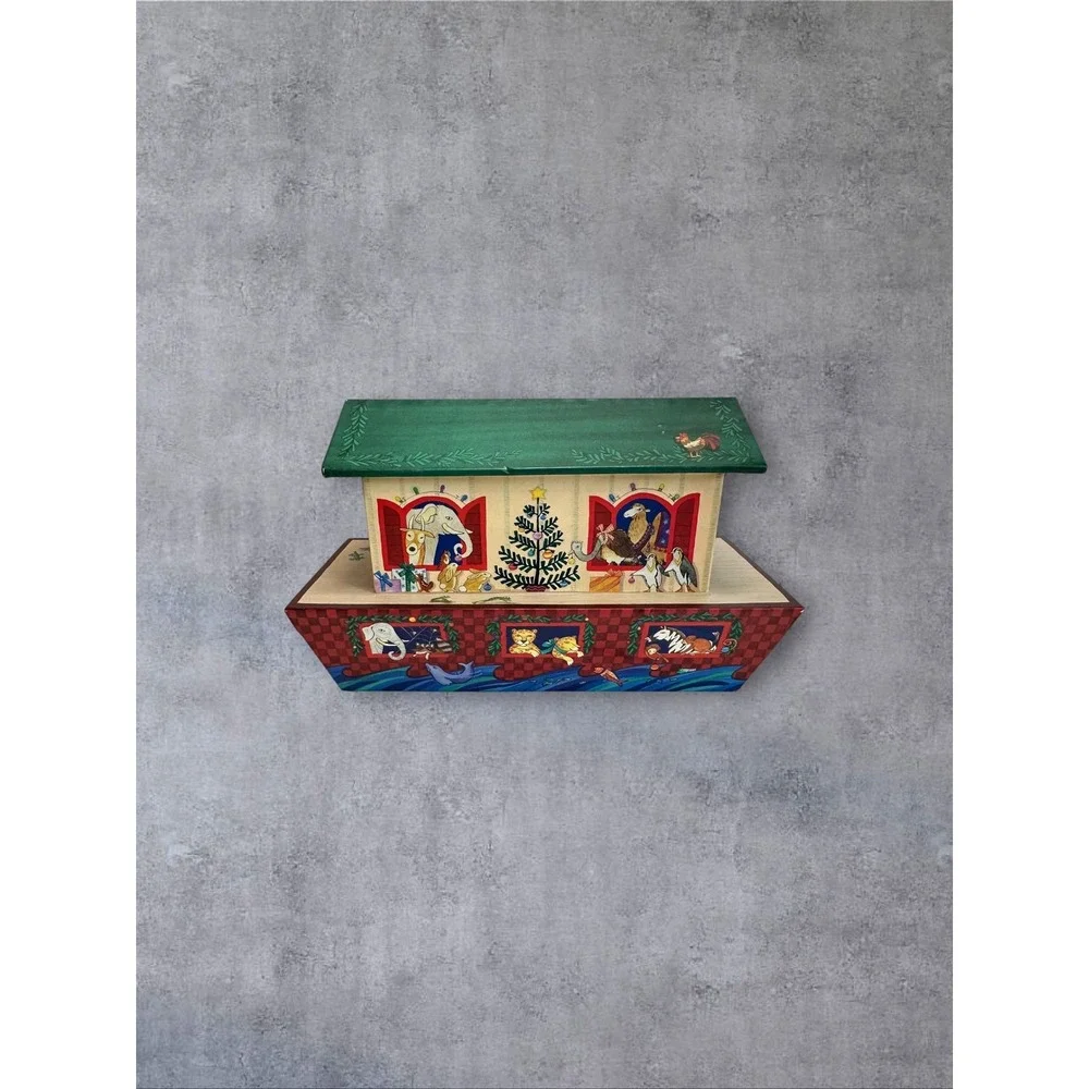 Hallmark Noahs Ark Decorative Gift Box Christmas Nursery Storage Multicolor